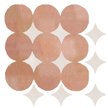Mosaic House Moroccan tile Soho L 22-1 White,   Light Pink,    solid zellige, mosaic, zellij, field, pattern, glaze, simple, modern, circles 